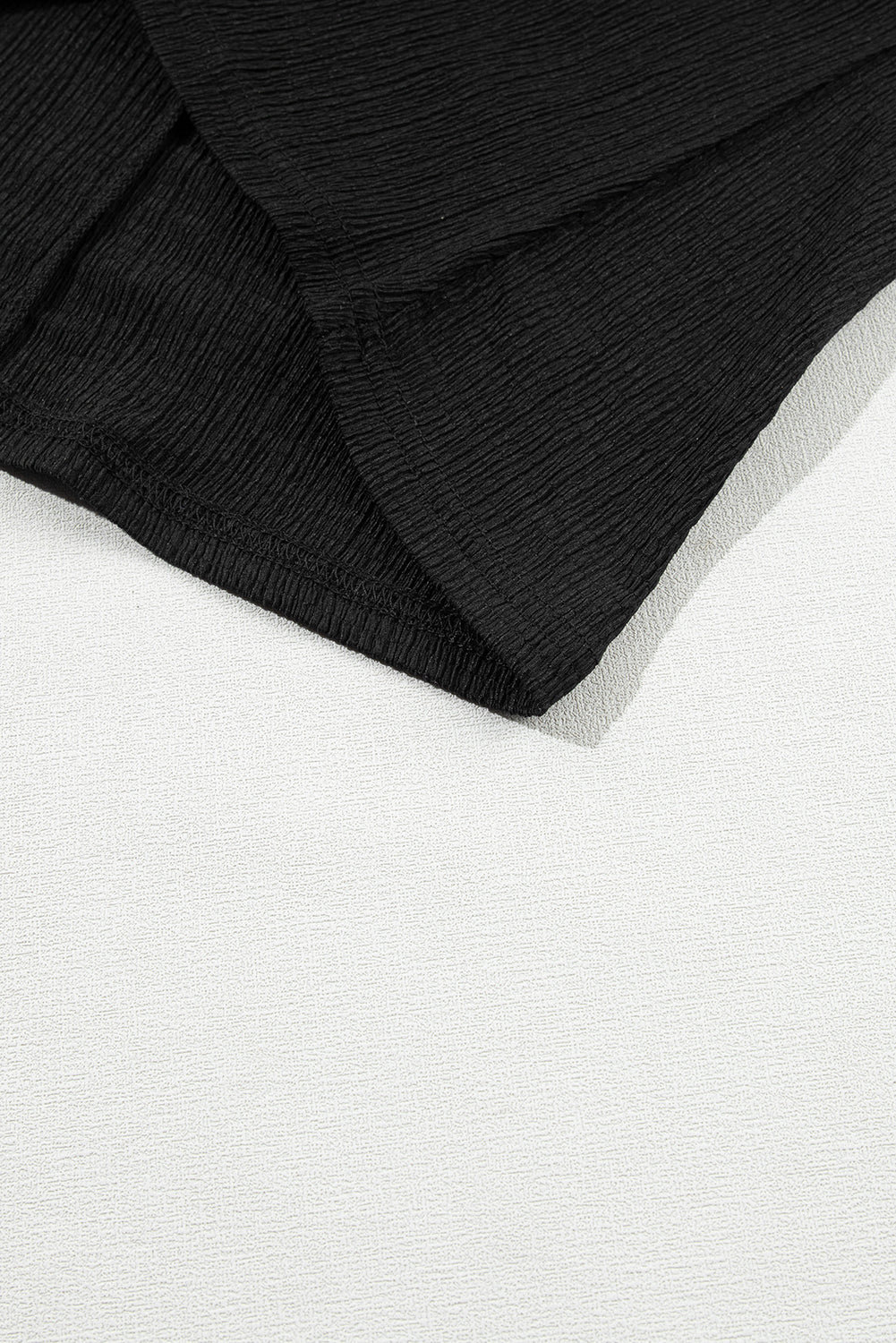 Black Crinkled V Neck Wide Sleeve T-shirt