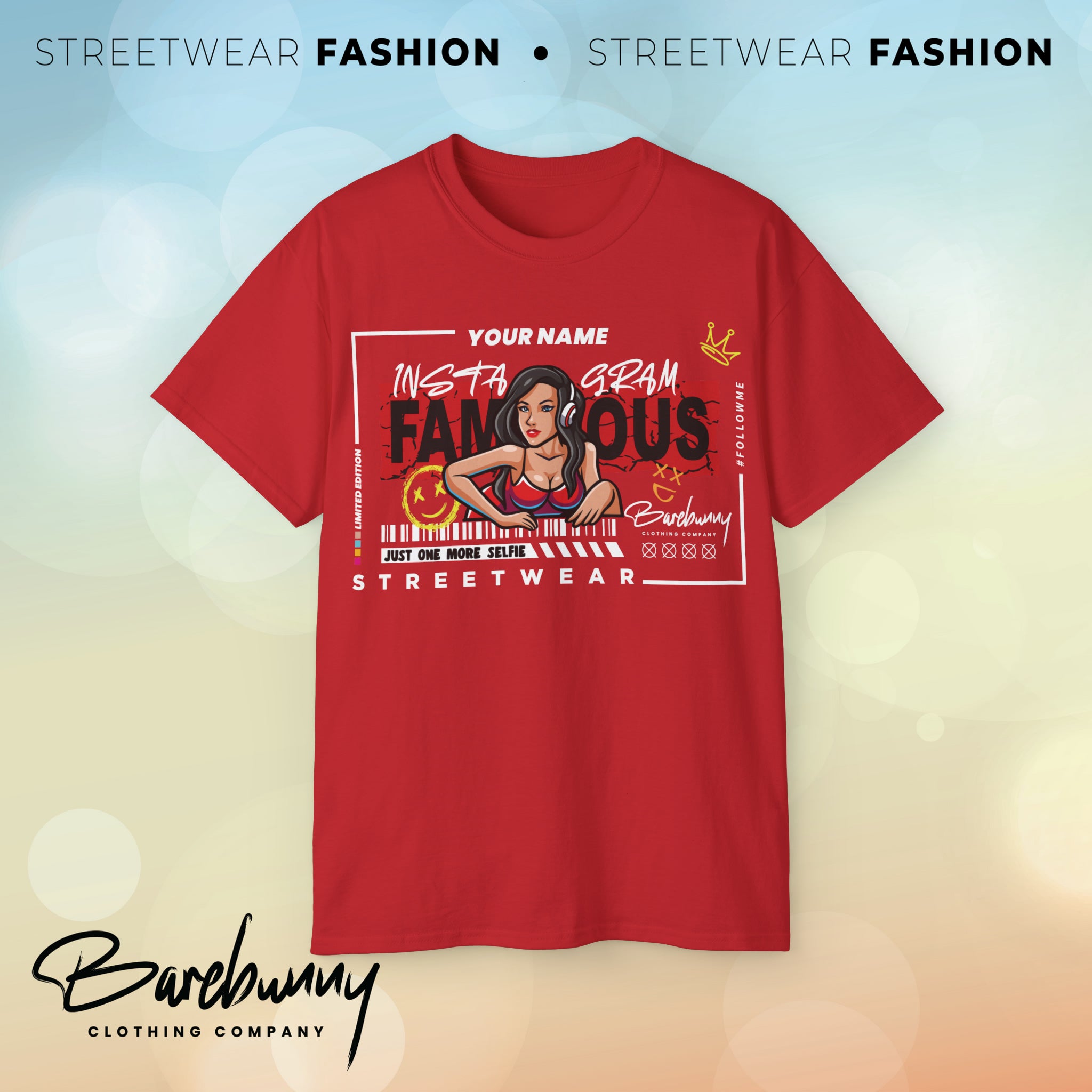 Barebunny - Instagram Famous (DTF) Unisex Ultra Cotton Tee (Red Top Girl)