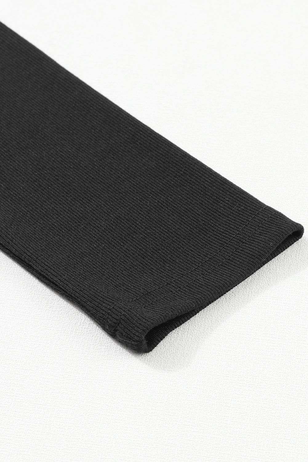 Black Ribbed Peekaboo Cutout Long Sleeve Top