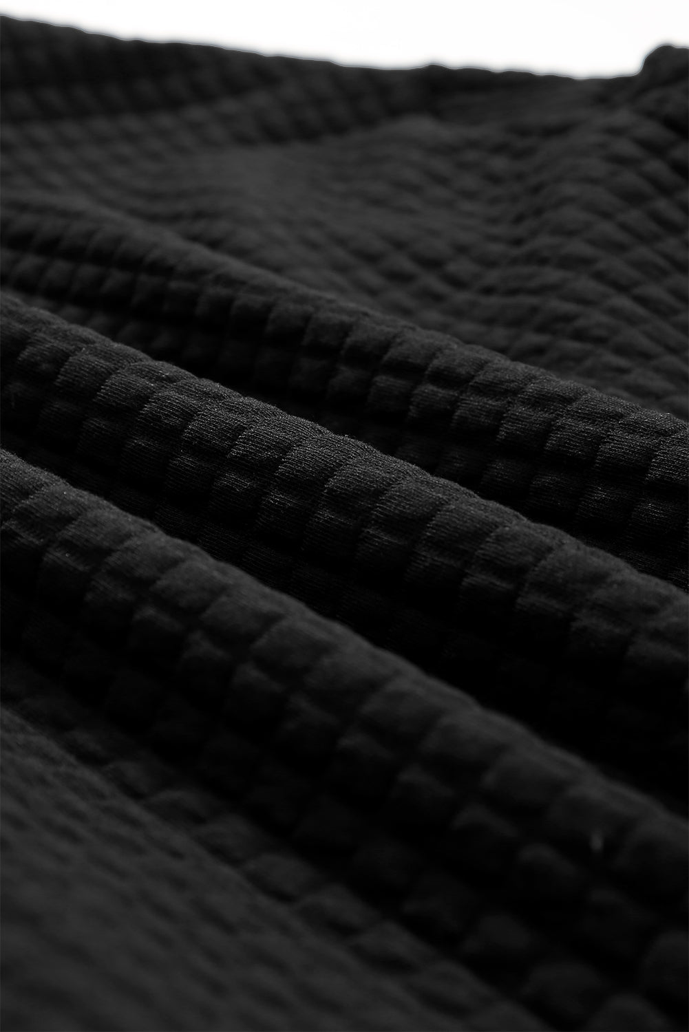 Black Quilted Kangaroo Pocket Drawstring Hoodie