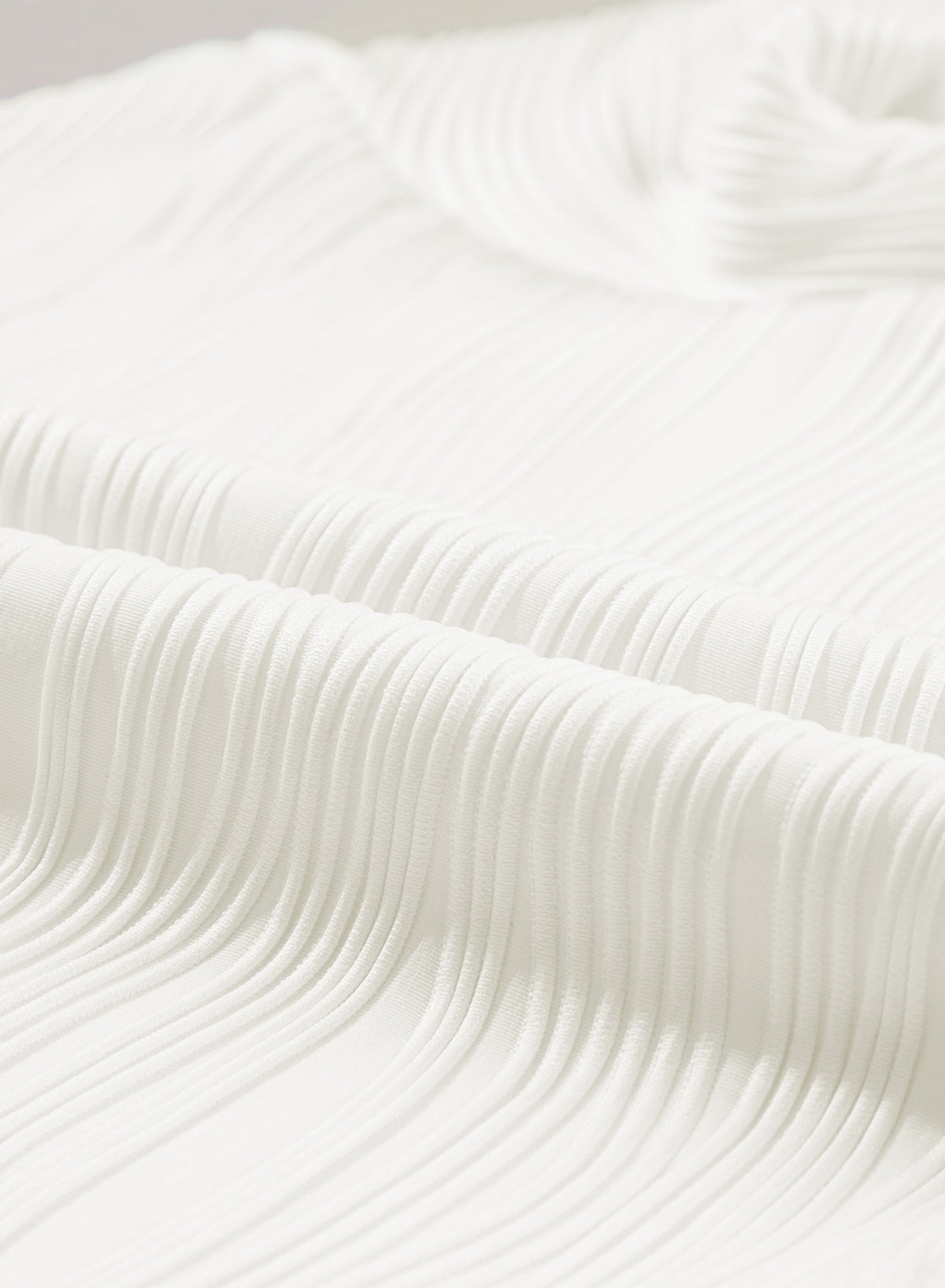 White Wavy Texture Drop Shoulder Long Sleeve Top