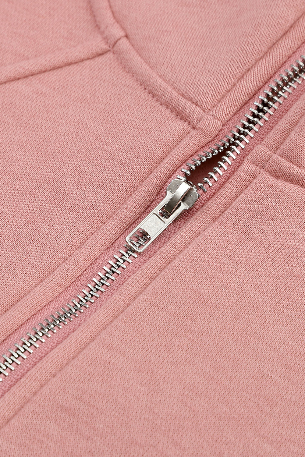 Pink Quarter Zip Kangaroo Pocket Hoodie
