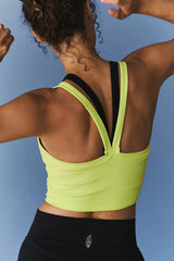 Pear Green Athletic Ribbed Cropped Cami Top